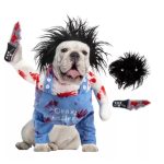 Disfraz Chucky Ensangrentado Halloween Perro Grande Mediano